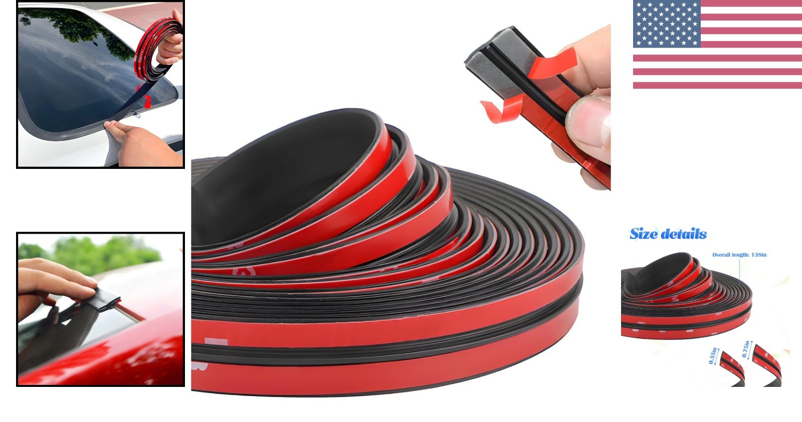 26 Ft T Shape Car Windshield Weather Stripping - Noise Reduction & Leak Proof