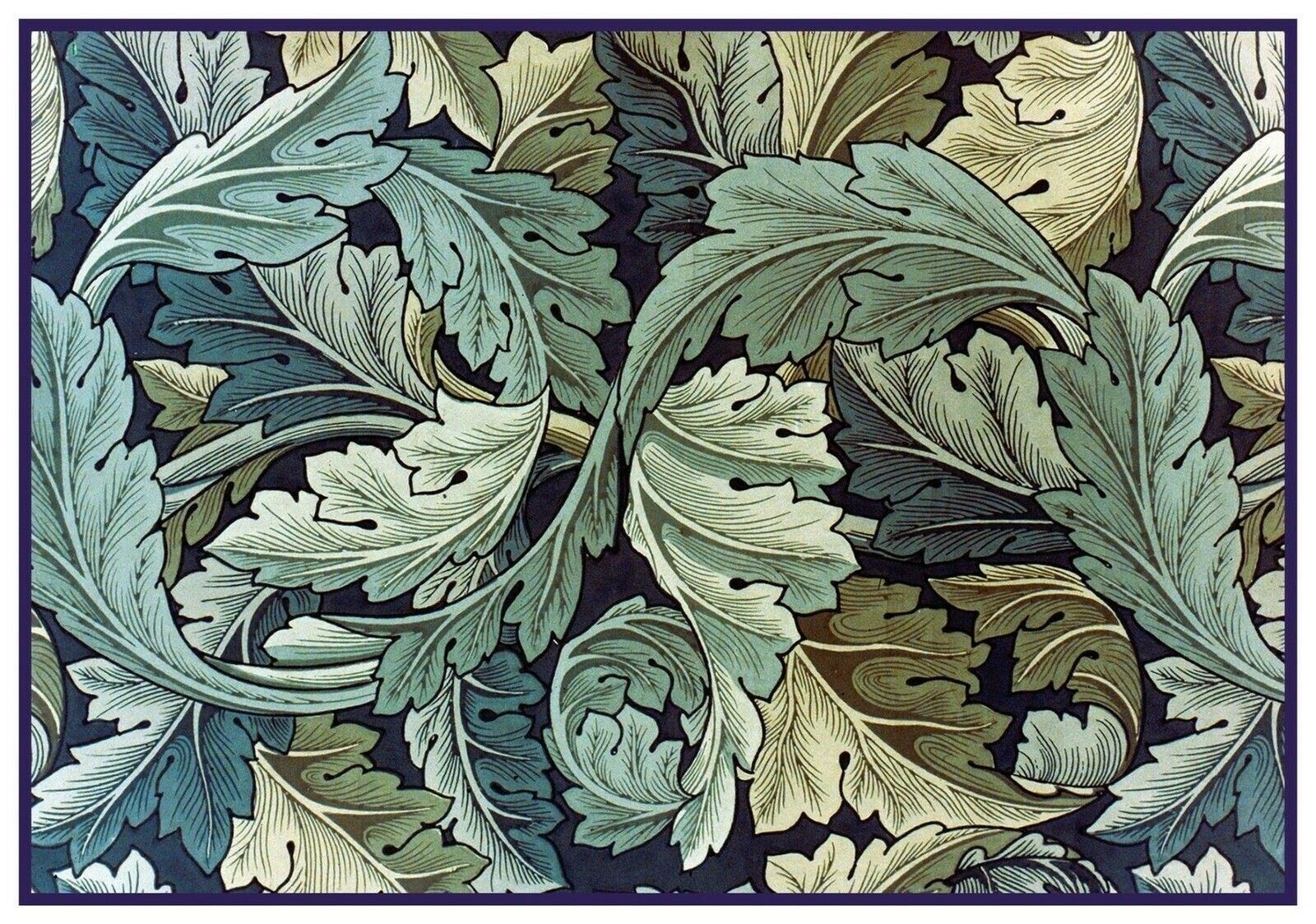 William Morris Acanthus Vine Blue Green Counted Cross Stitch Chart Pattern