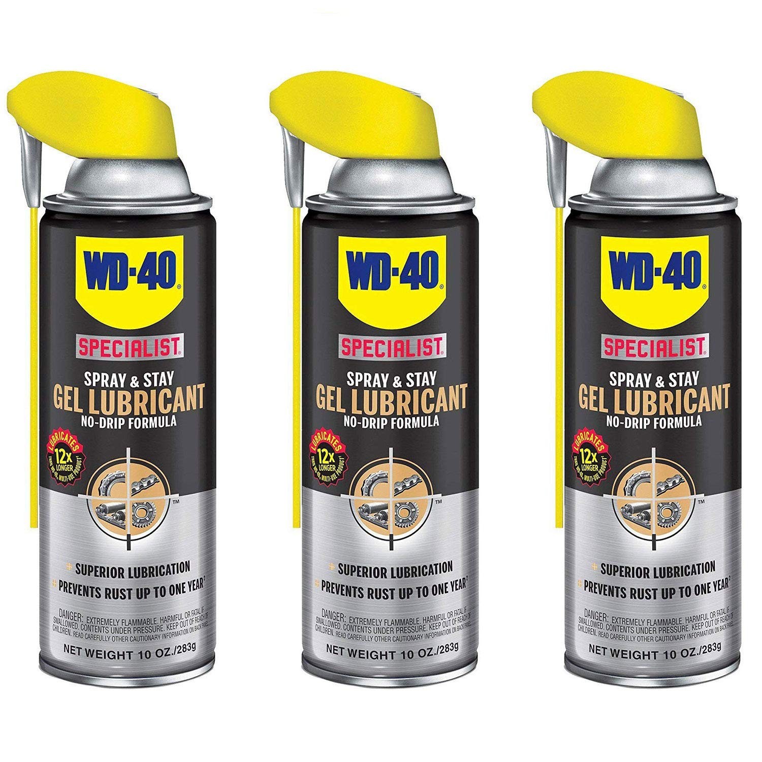 WD-40 Specialist Spray and Stay Gel Lubricant Aerosol Spray 10 Ounce 3 Pack