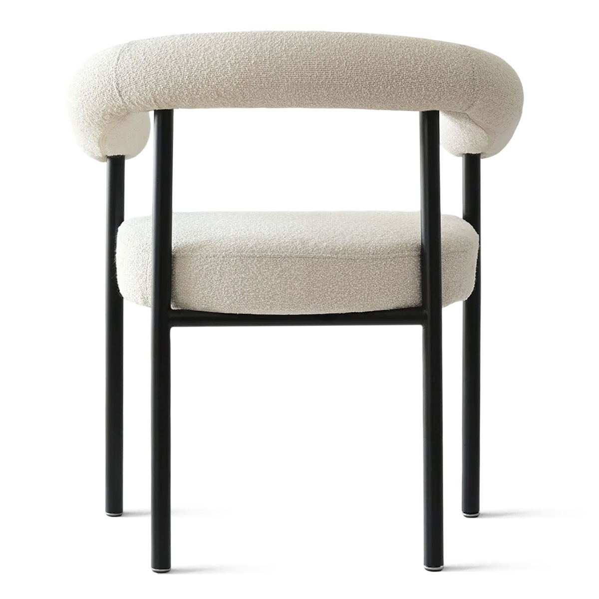 Set of 2 Upholstered Boucle Dining Chairs w/ Arms Modern Kitchen Accent Chairs