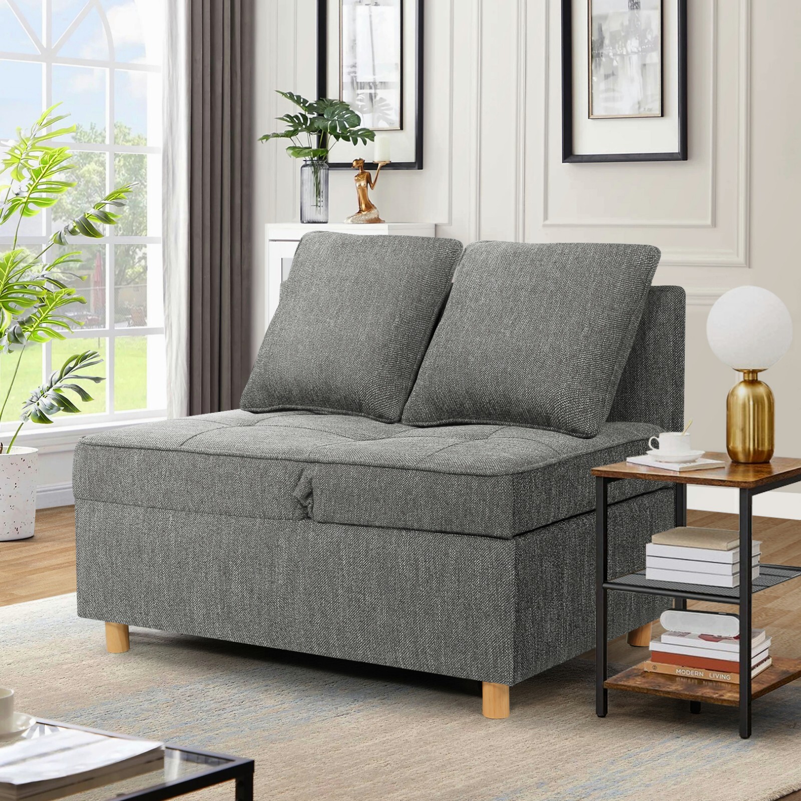 Sofa Bed Folding Ottoman Sofa Bed Chair 4-in-1 Sleeper Sofa Adjustable Backrest