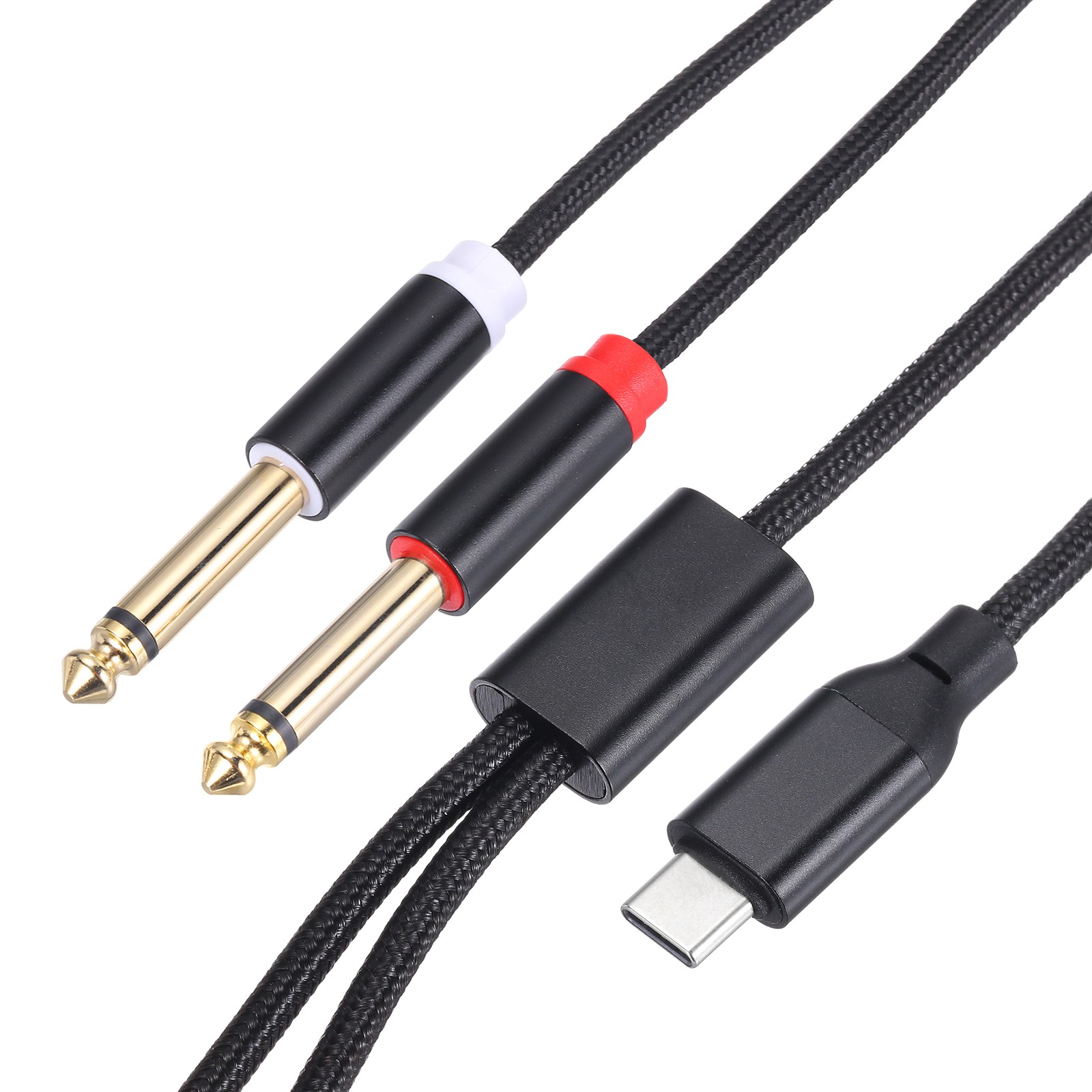 USB C to Dual 1/4" Stereo Splitter Y Cable, Type C to Dual 6.35mm, 6.6ft