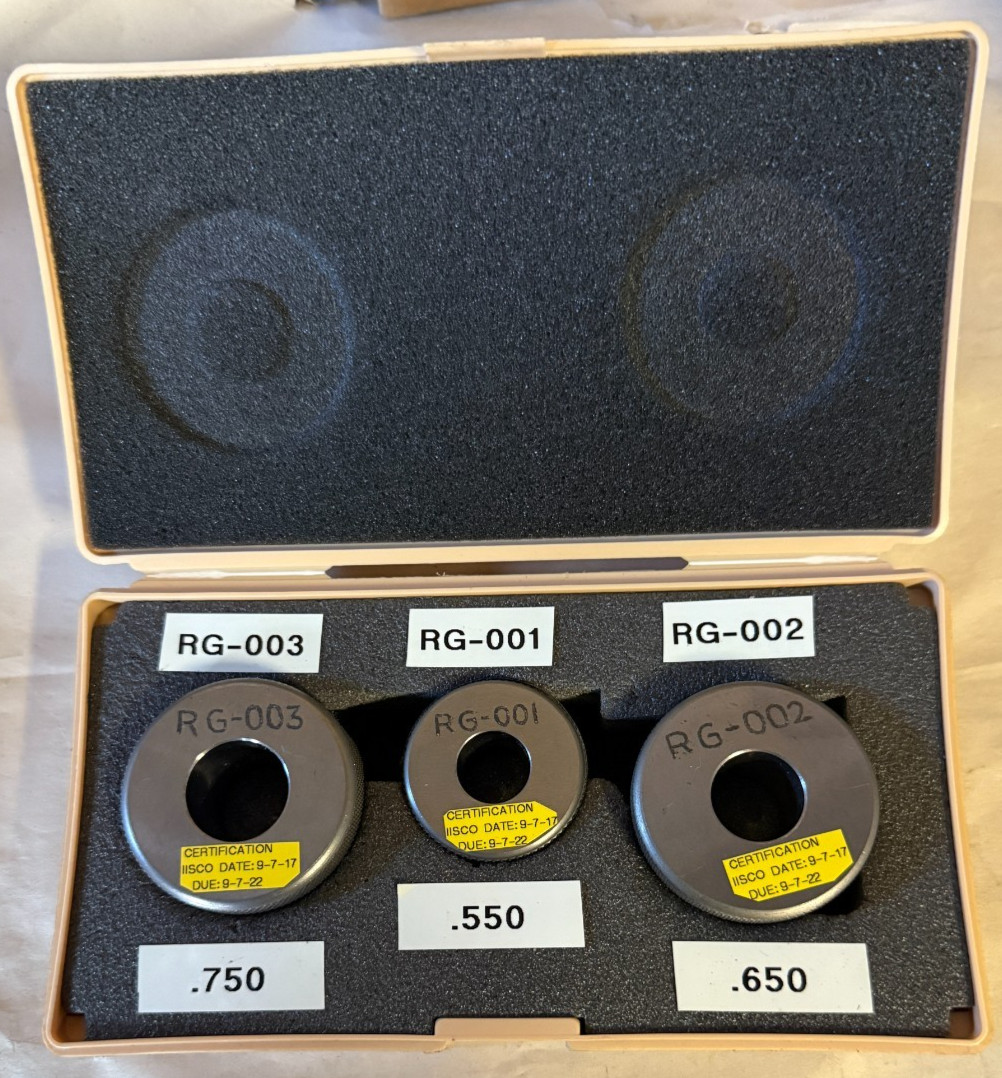 Mitutoyo IISCO Ring Gauge Set RG002 .650 RG-001 .550 RG-003 .750 in Box