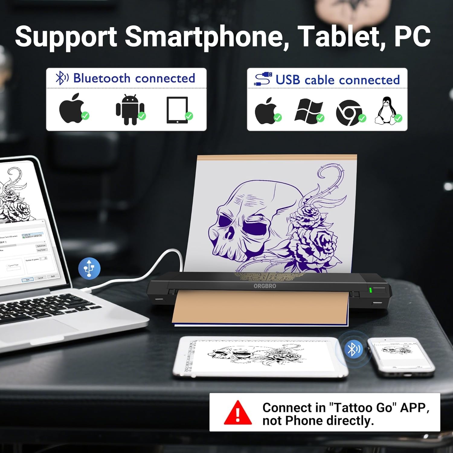 ORGBRO Tattoo Stencil Printer, X8 Thermal Transfer Printer with Black