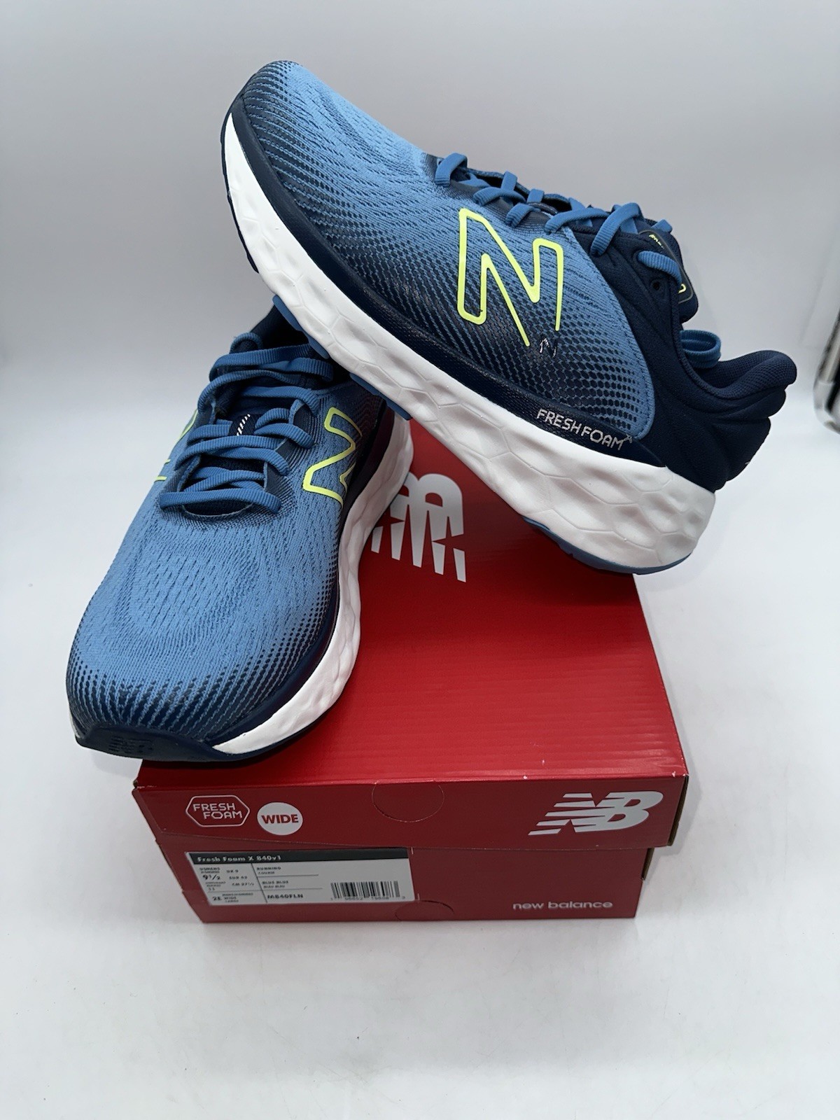 New Balance Fresh Foam X 840v1 Blue Shoe M840FLN Men Size 9.5 2E Wide Custom SKU