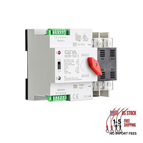 Din Rail Mounted Automatic Transfer Switch Three Phase ATS 2P-63A-110V Black