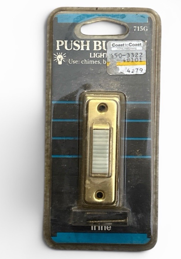 Trine 715G Lighted Doorbell Push Button – Gold Tone Finish 1986 New Old Stock