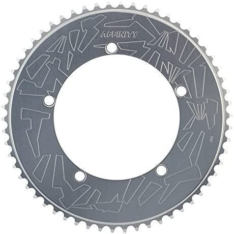 Affinity Pro Track Chainring 144mm 5-Bolt 58T Polished Silver 1/2 Inch x 1/8...