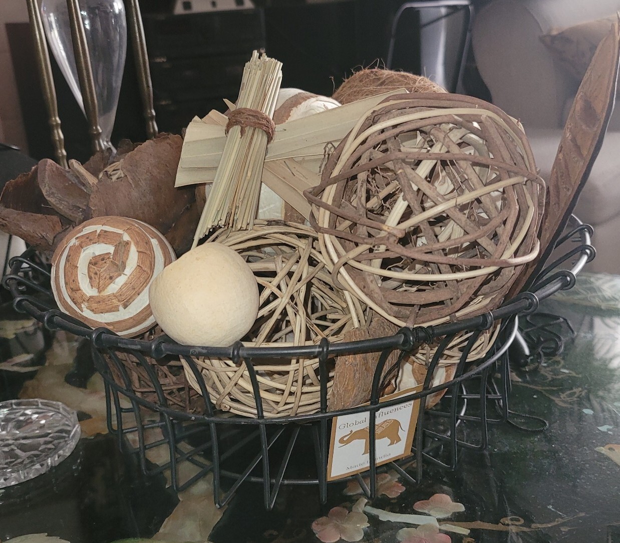 2 Piece Iron Basket Set (14" and 9.5") Decorative Black Sturdy Fruit or Bread