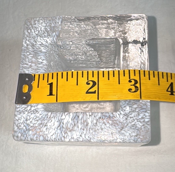 Kosta Boda Ice Block Square Clear Glass Candleholder Mid Century Swedish