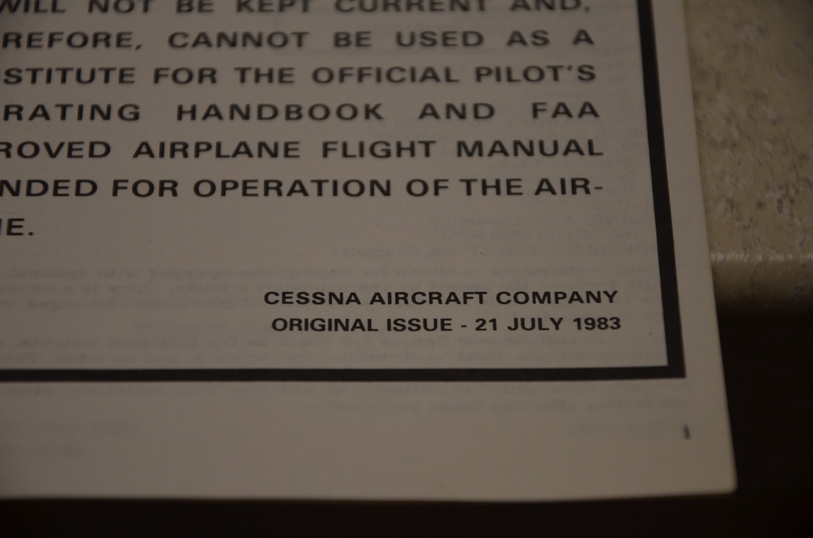 1984 Cessna Skyhawk Model 172P Information Manual