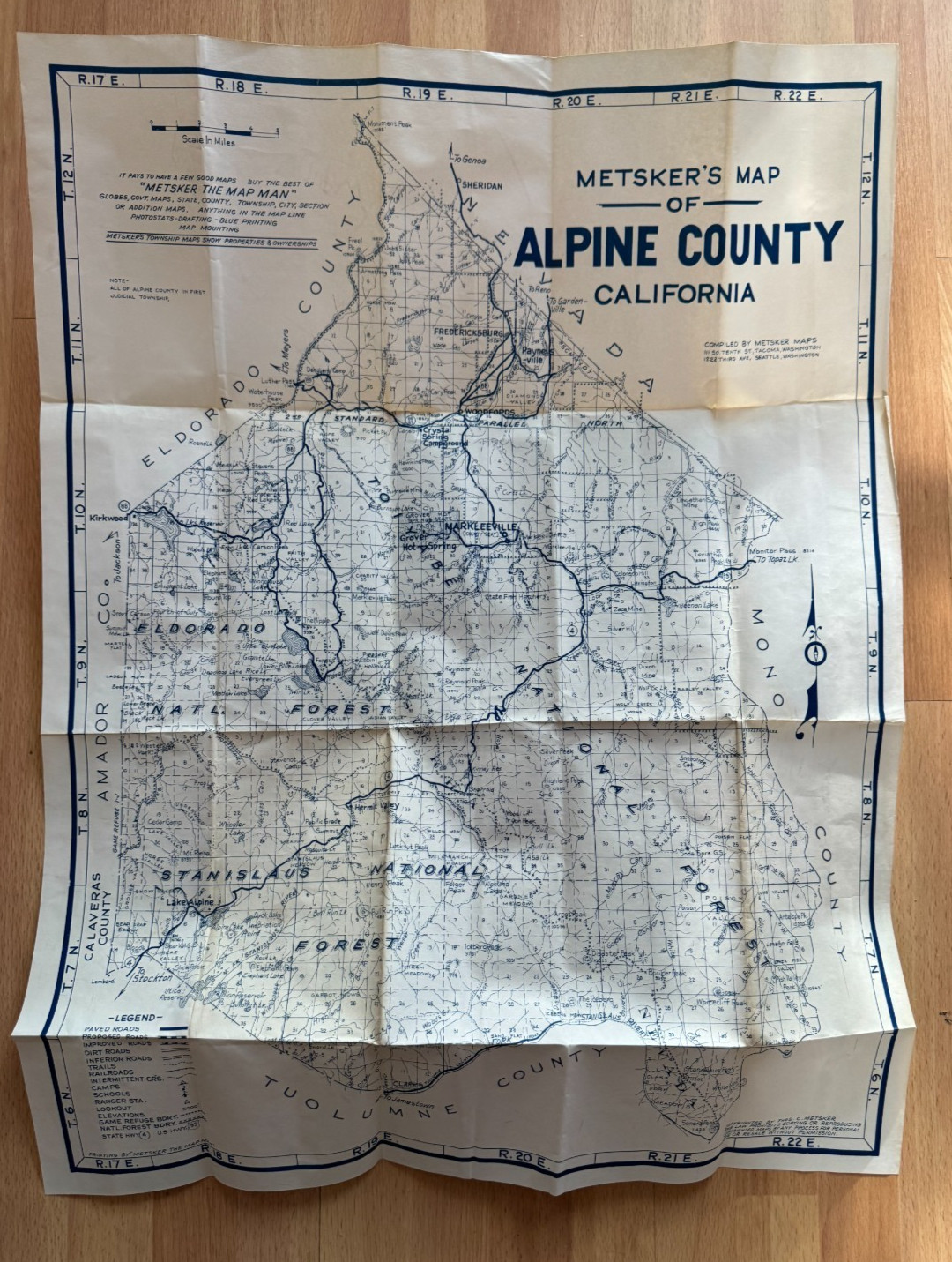 Metsker's Map ~ Alpine County California