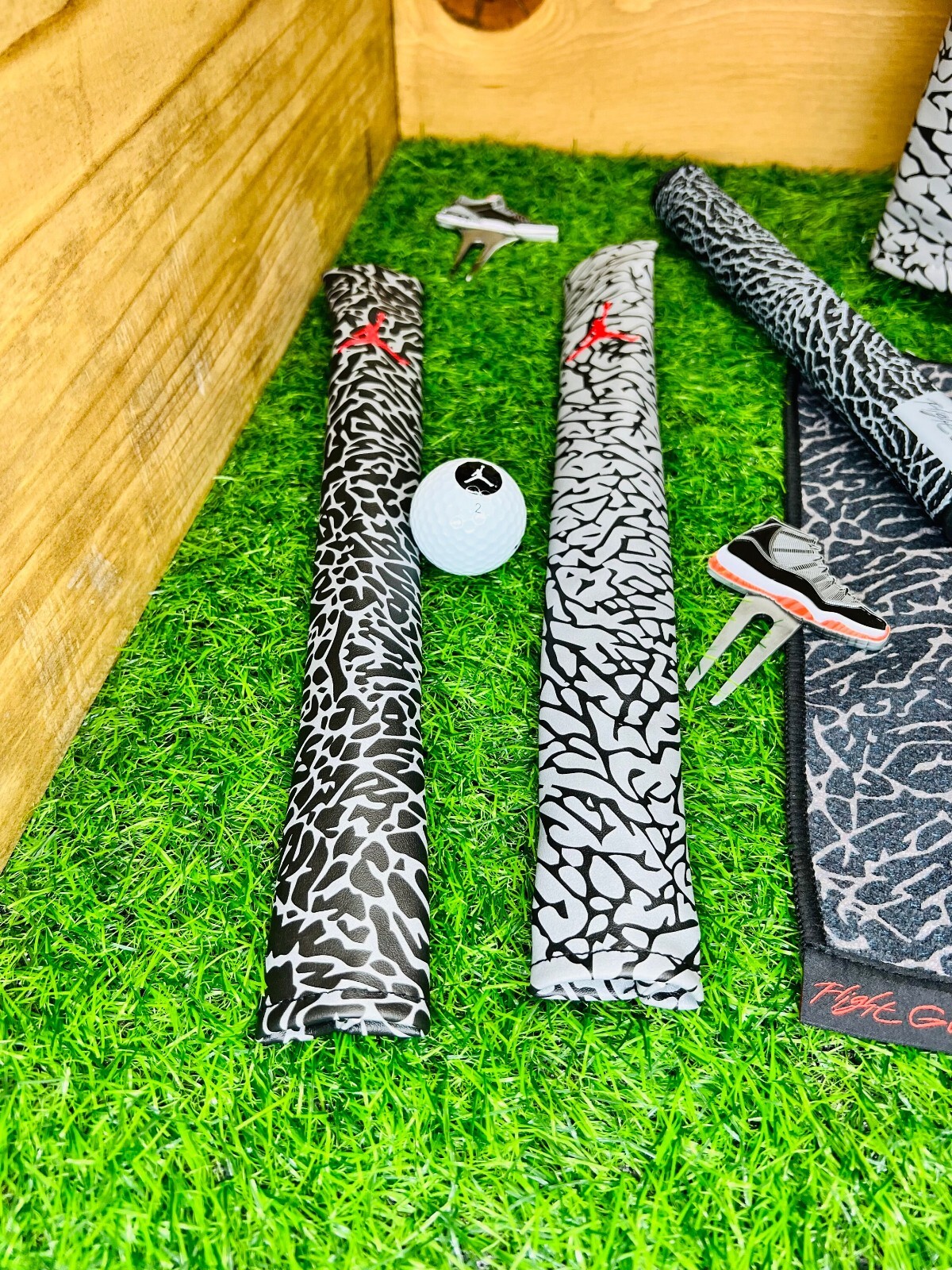 Air Jordan Elephant Print Alignment stick Covers Hand Made Upcycled
