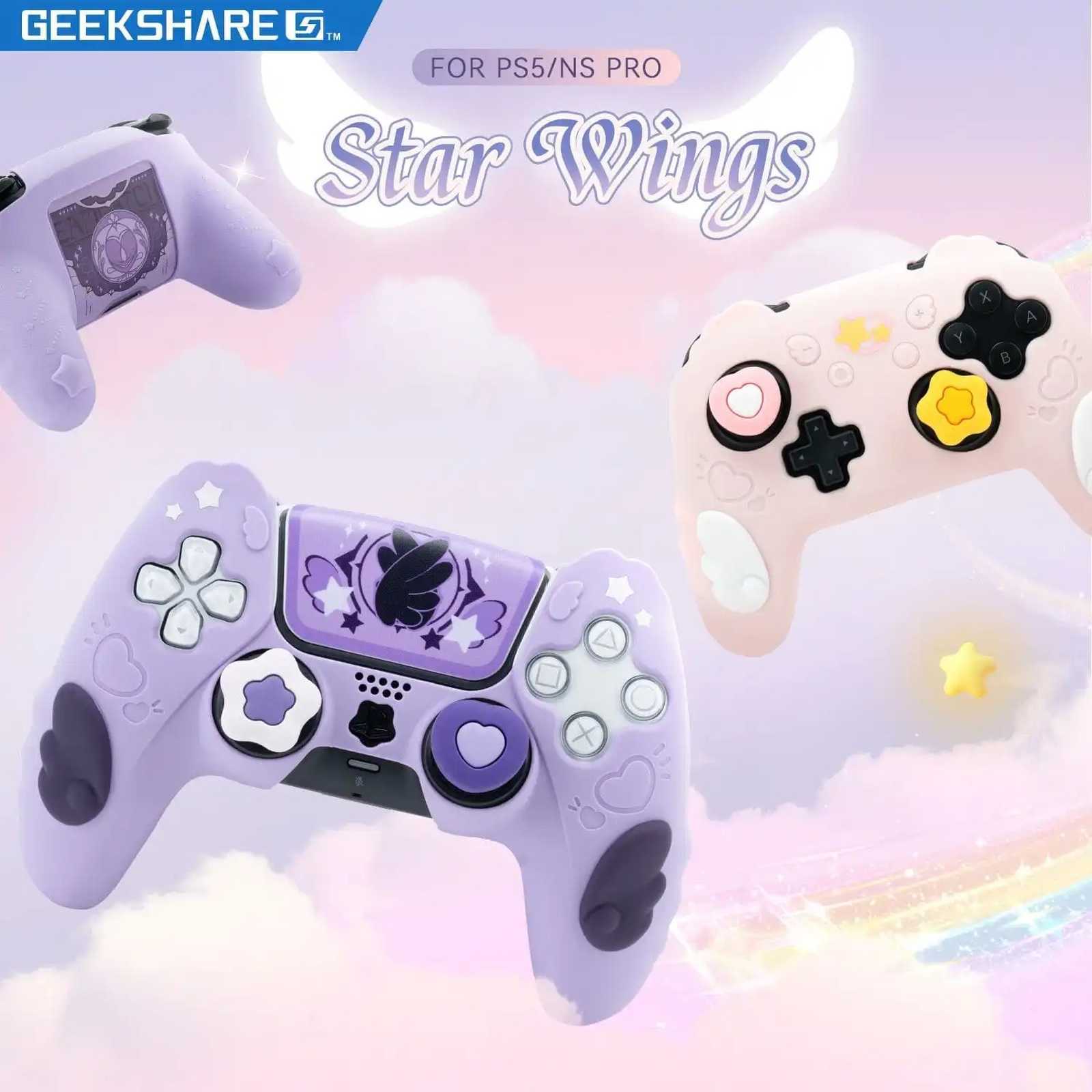 GeekShare Case Cover & Thumb Grips for PS5/SwitchPRO Controller Skin Star Wing