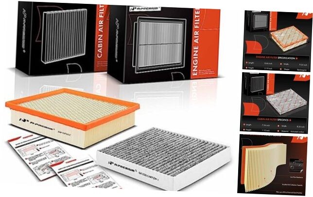 2-PC Engine & Cabin Air Filter with Activated Carbon Compatible with Toyota