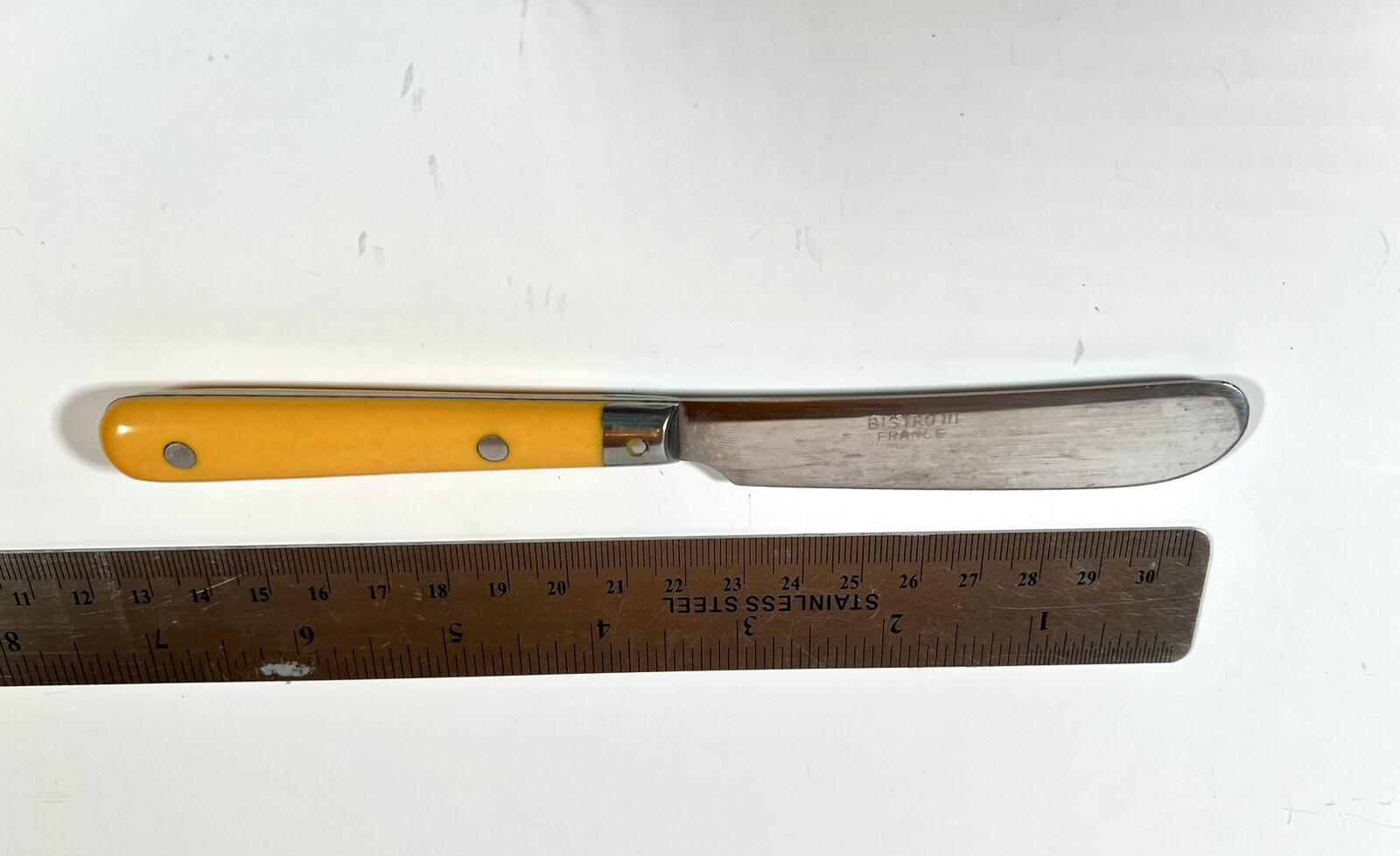 Small Vtg Bistro Knife France Rare Yellow Merigold Funky Unique Mix & Match Fun