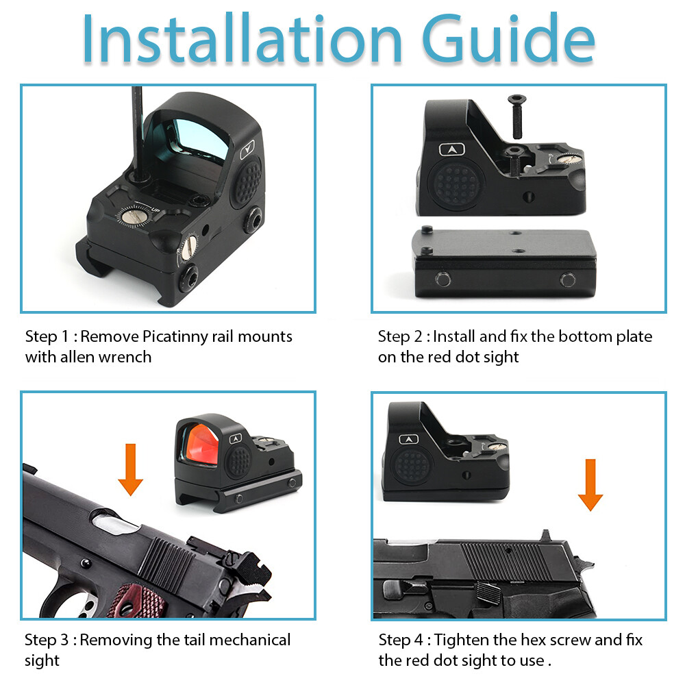 2 MOA Shake Awake Optic Sight Reflex Red Dot Sight for Glock 17 MOS RMR Cut Base