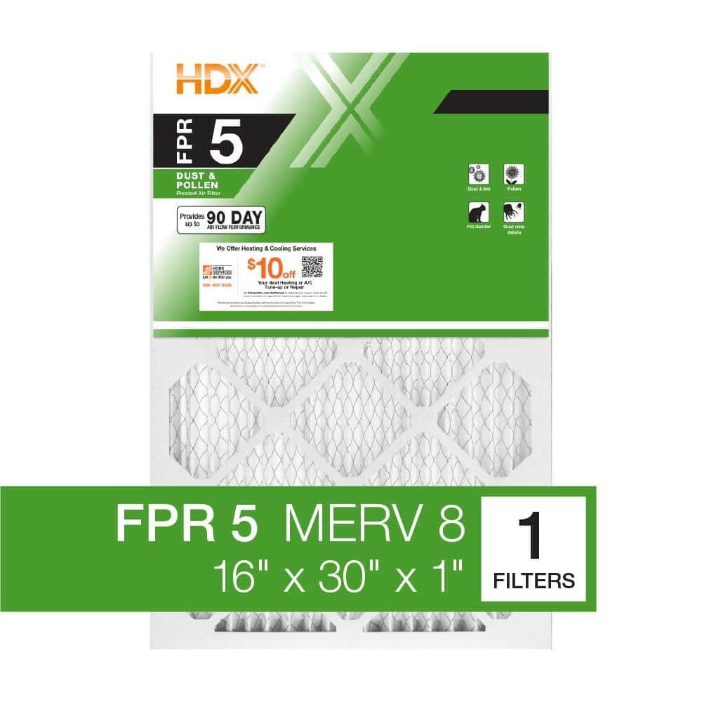 1-Pack Standard Pleated Air Filter 16x30x1, Air Filters Replacement FPR 5 MERV 8