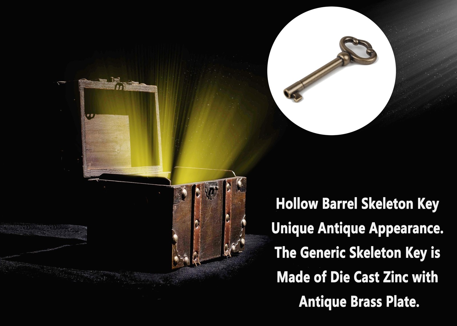 VIDABTE KY-2AB and KY-3AB Skeleton Key, Hollow Barrel Antique Brass
