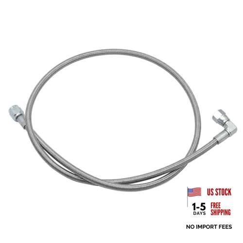 -4 AN 90 degree straight Steel Braided Turbo Oil Feed line 36" Length 36 Inch