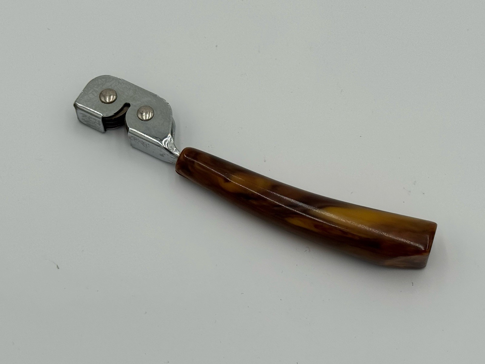 Vintage Double Wheel Knife Sharpener Bakelite Handle 7” Unique Gadget