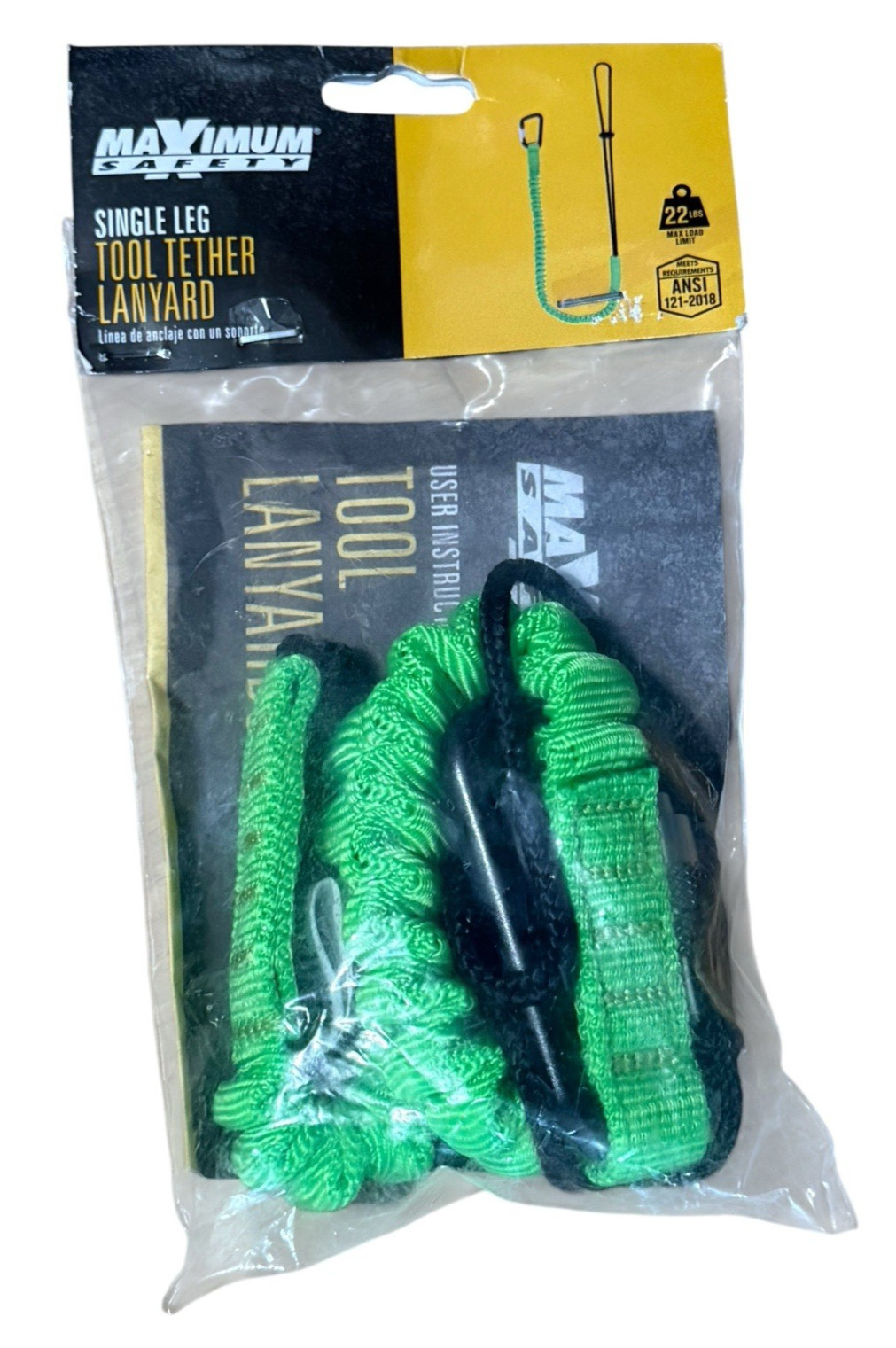 Single Leg Tool Tether Lanyard - High Visibility - Maximum Safety - Holds 22 Lbs