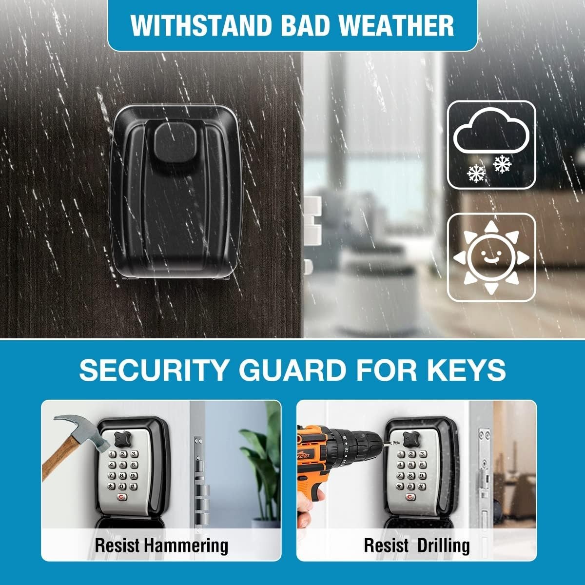 Key Lock Box for Outside Wall Mount 12-Digit Combination Lock Box Outdoor