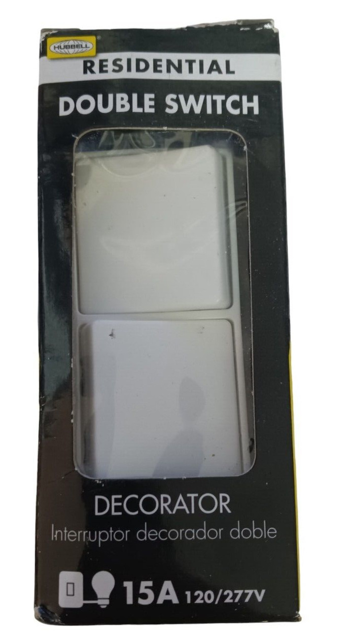 Hubbell 15A 120/277V Residential Double Switch White
