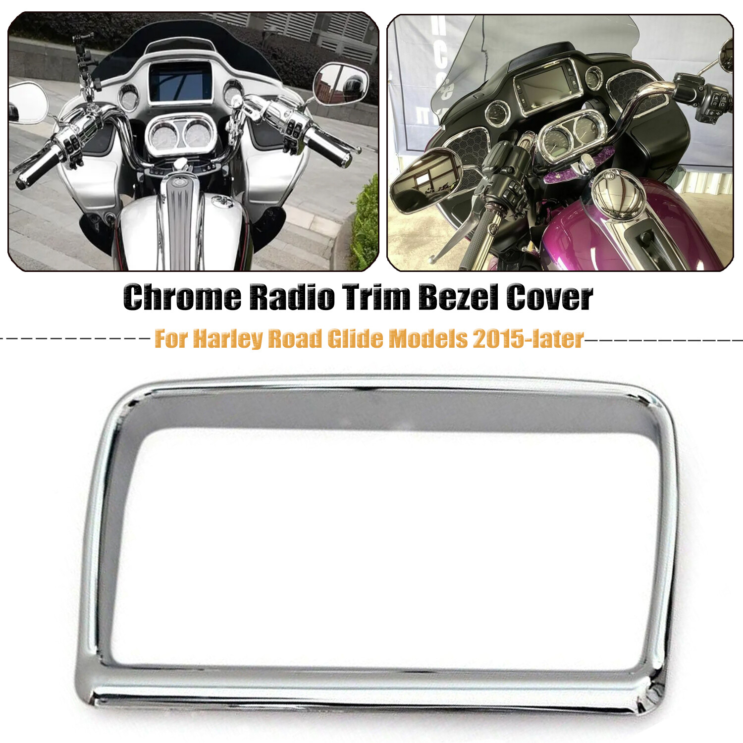 MotorBike Chrome Radio Trim Bezel Cover For Harley Road Glide FLTRXS FLTRK FLTRX