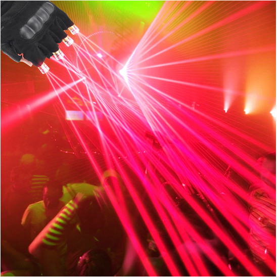 650nm 100mw Red  Laser Gloves Flashing Nightclub Bar DJ Mechanical Gloves LED