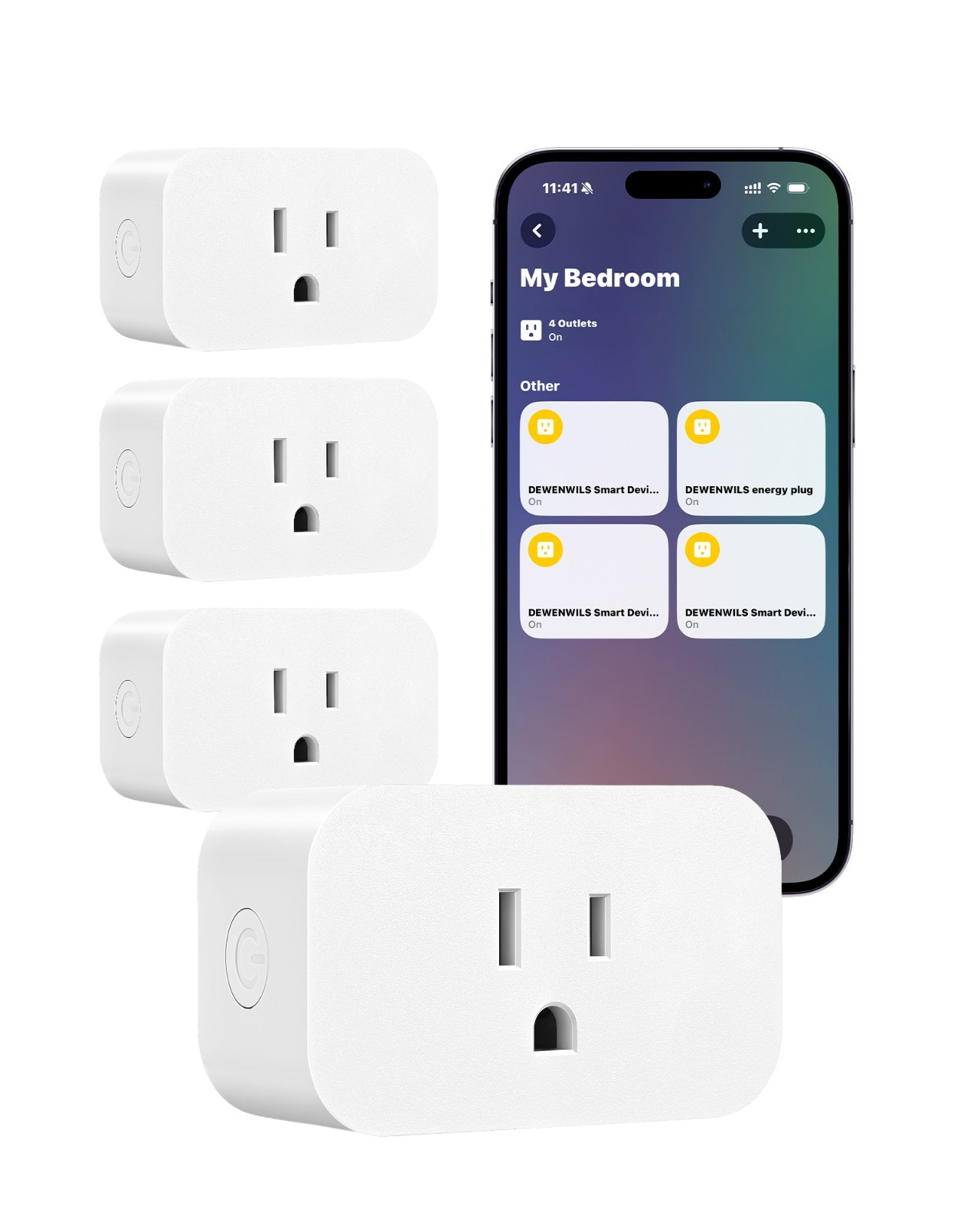 4 Pack Matter Smart Plug, Work with Alexa, Apple Home, Google, SmartThings