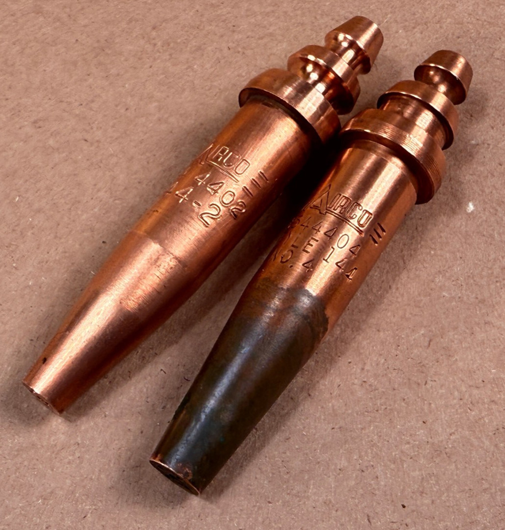 Airco Acetylene Cutting Torch Tips 144-4 144-2 Brazing Cutting Made in USA