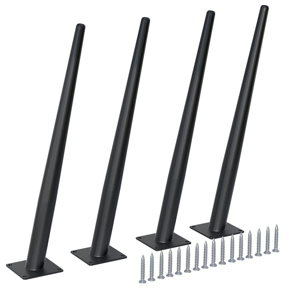 4 PCS 16 Inch Heavy Duty Matte Black Metal Slant Angled Tapered Legs Set for ...