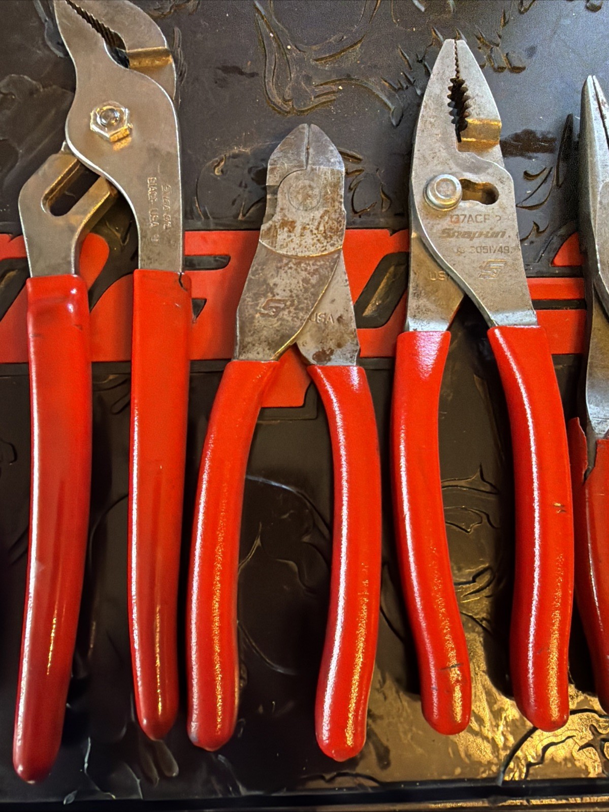 Snap On 6pc Pliers Set Red Side Cuts Needle Nose Pliers Extra Long