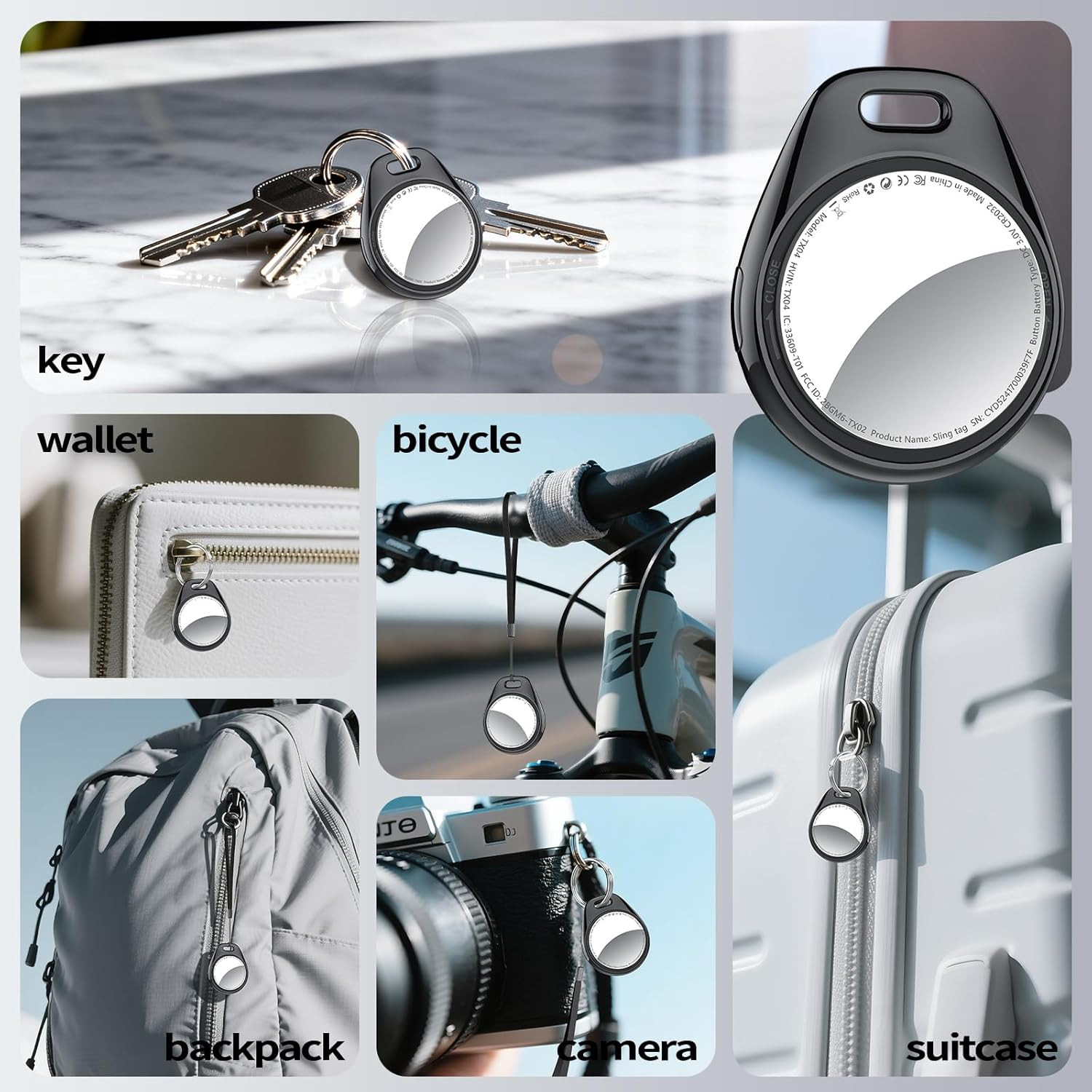 [iOS Only] Tukio Air Tracker Tags 4 Pack Black, [Apple MFi Certified] Bluetooth