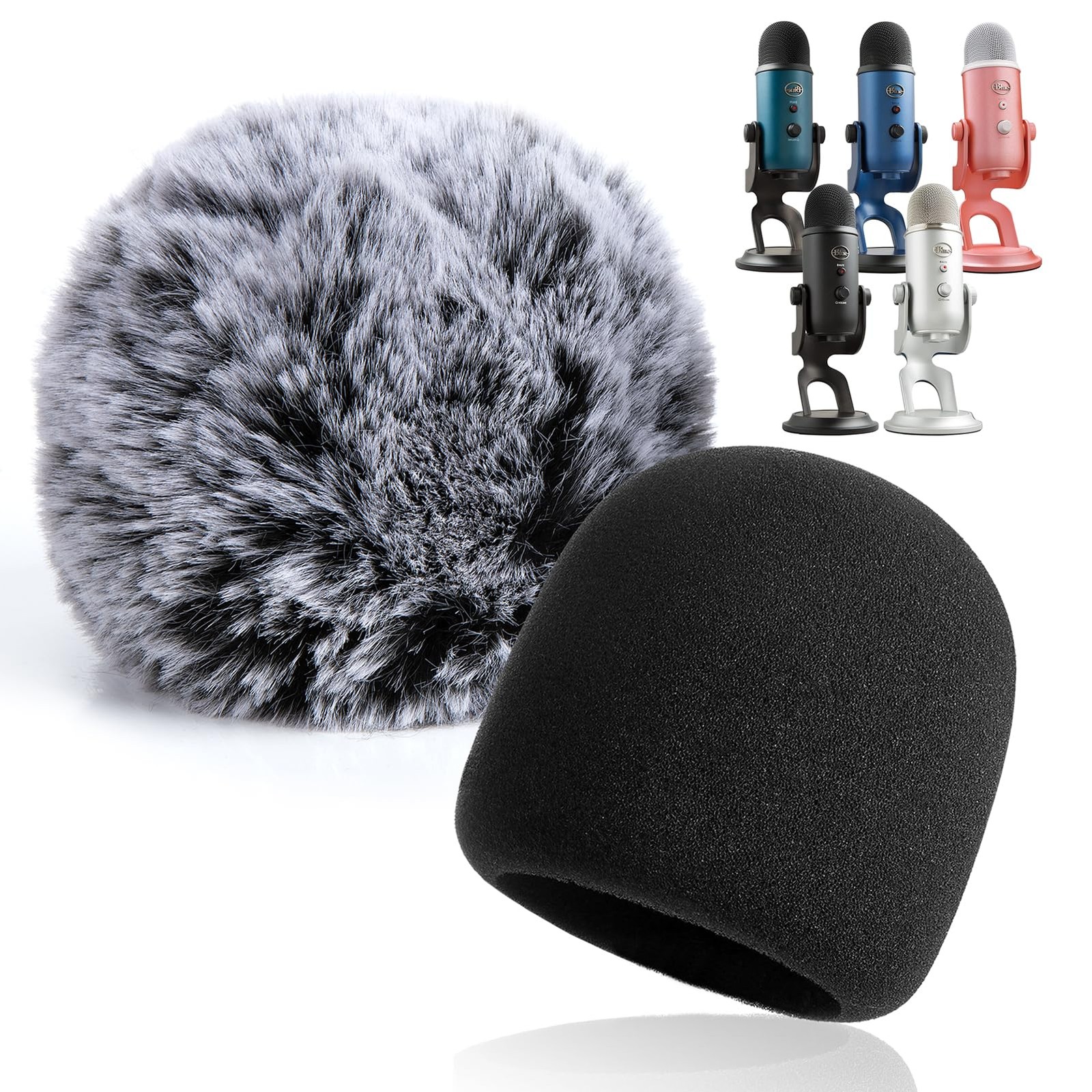 2PCS Pop Filter for Blue Yeti Microphone with Foam Windscreen  Cover