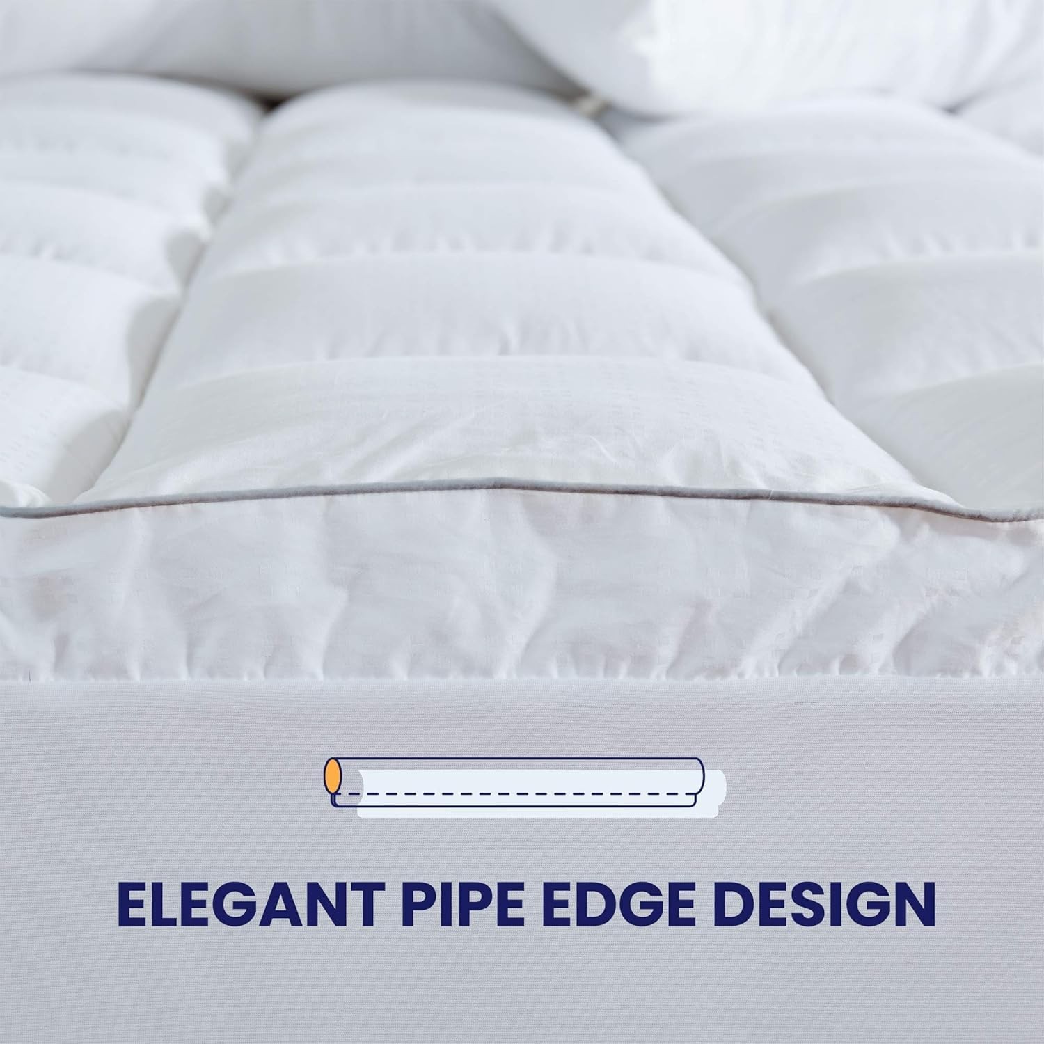 SLEEP ZONE King Cotton Mattress Topper, King, Gusseted Top - White