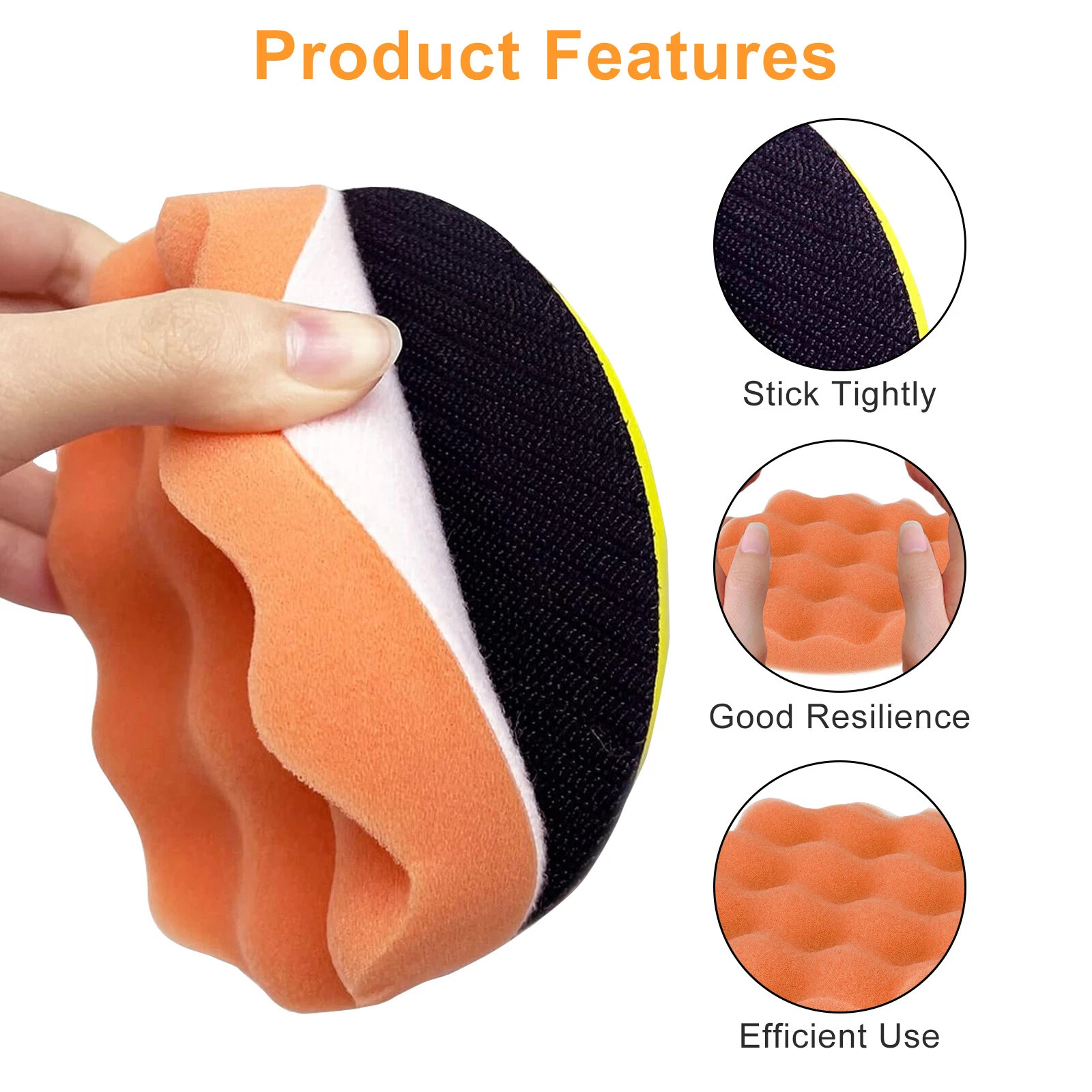9Pcs 5 Inch Car Buffing Polishing Pads Waxing Sponge Foam Kit for Polisher Drill