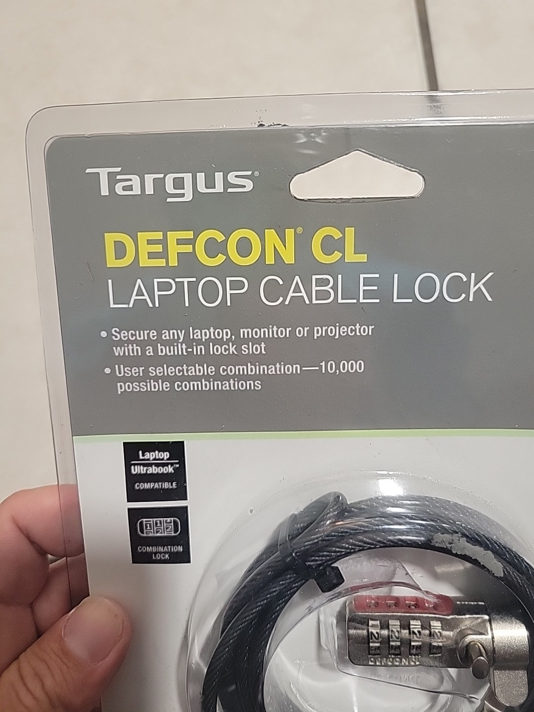 TARGUS DEFCON LAPTOP COMBINATION CABLE LOCK 6.5 FT
