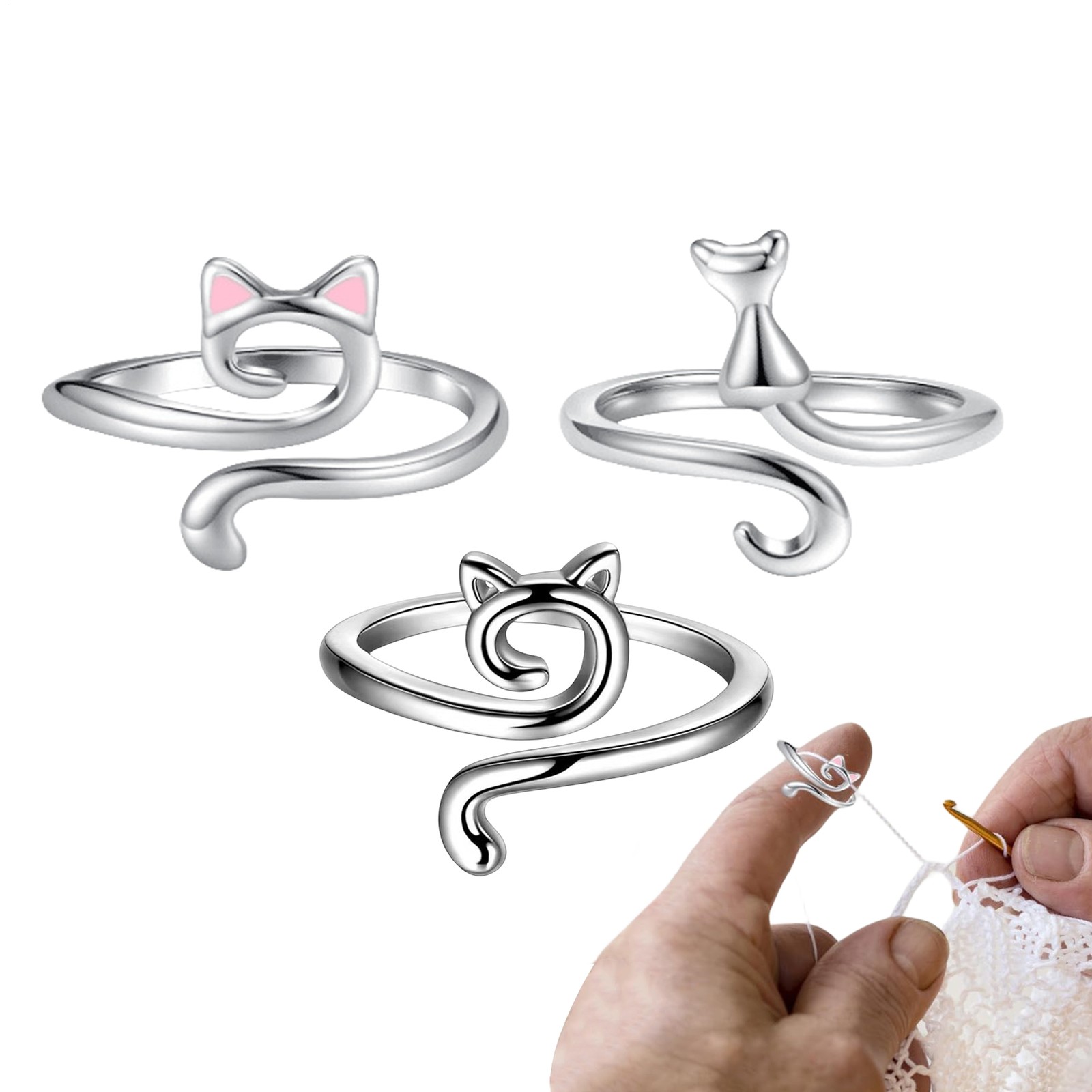 3pcs Yarn Guide Ring Thimble for Knitting Crochet Adjustable Tension Guide Ring