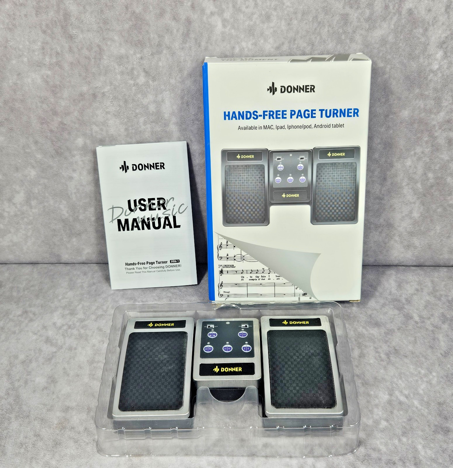 Donner Hand-Free Wireless Page Turner Foot Pedal Mac Ipad Iphone Android Tablet