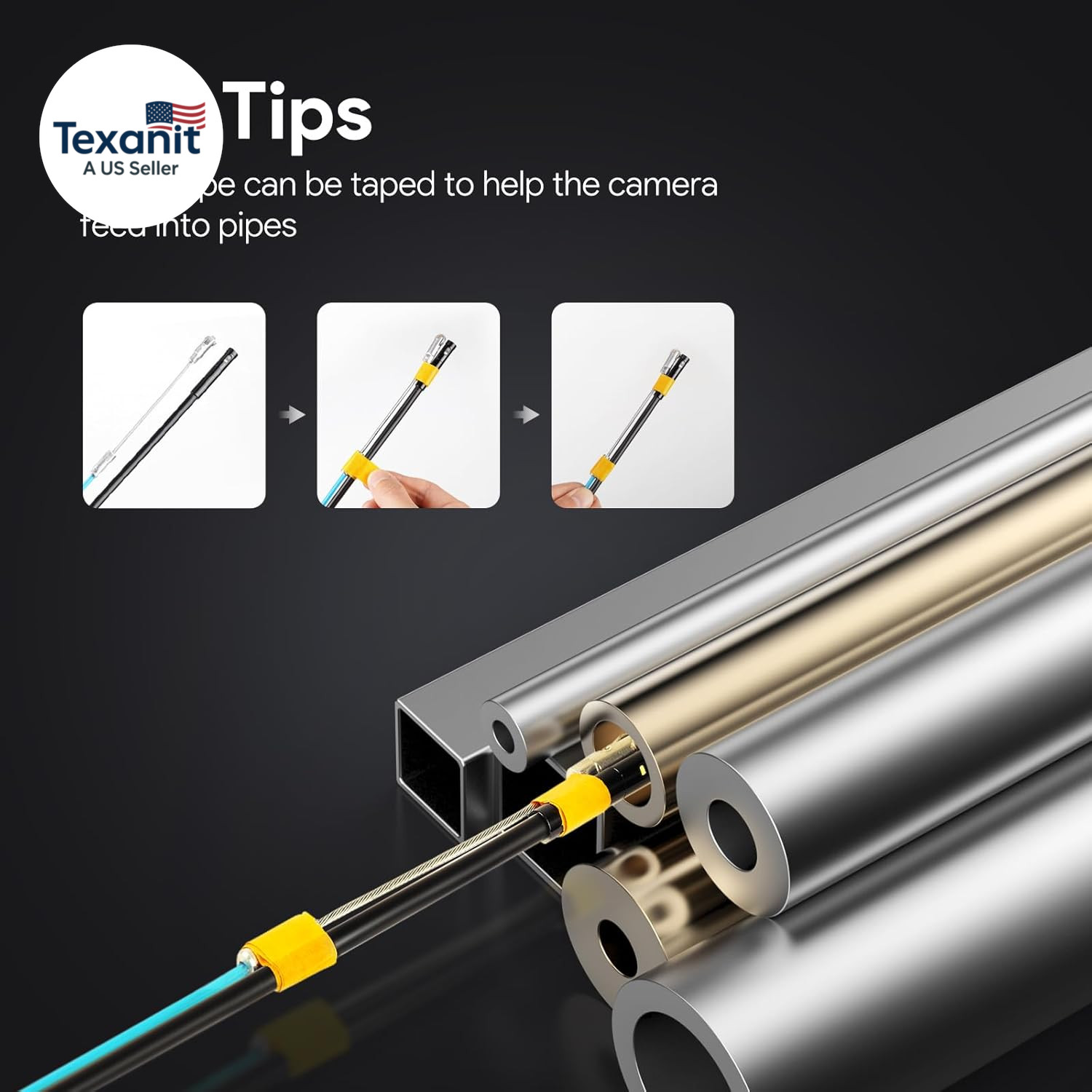 50Ft Sewer Camera, 1080P HD Triple Lens Borescope, 5" IPS Screen Endoscope with