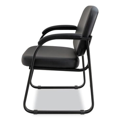 Alera Genaro Series Faux Leather Half-Back Sled Base Guest Chair Black