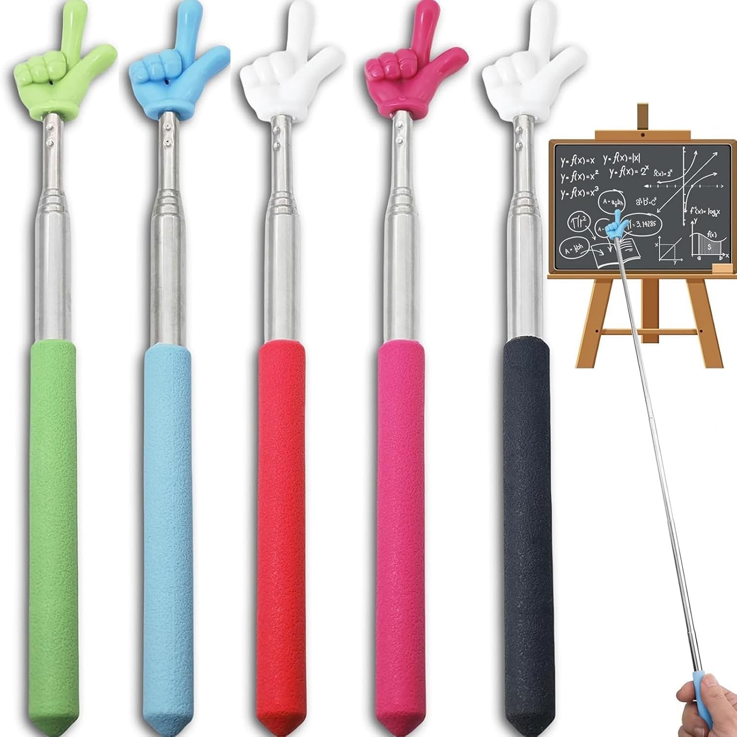 5Pcs Pointer Finger Stick – Multipurpose Teacher Supplies Pointer Stick,En