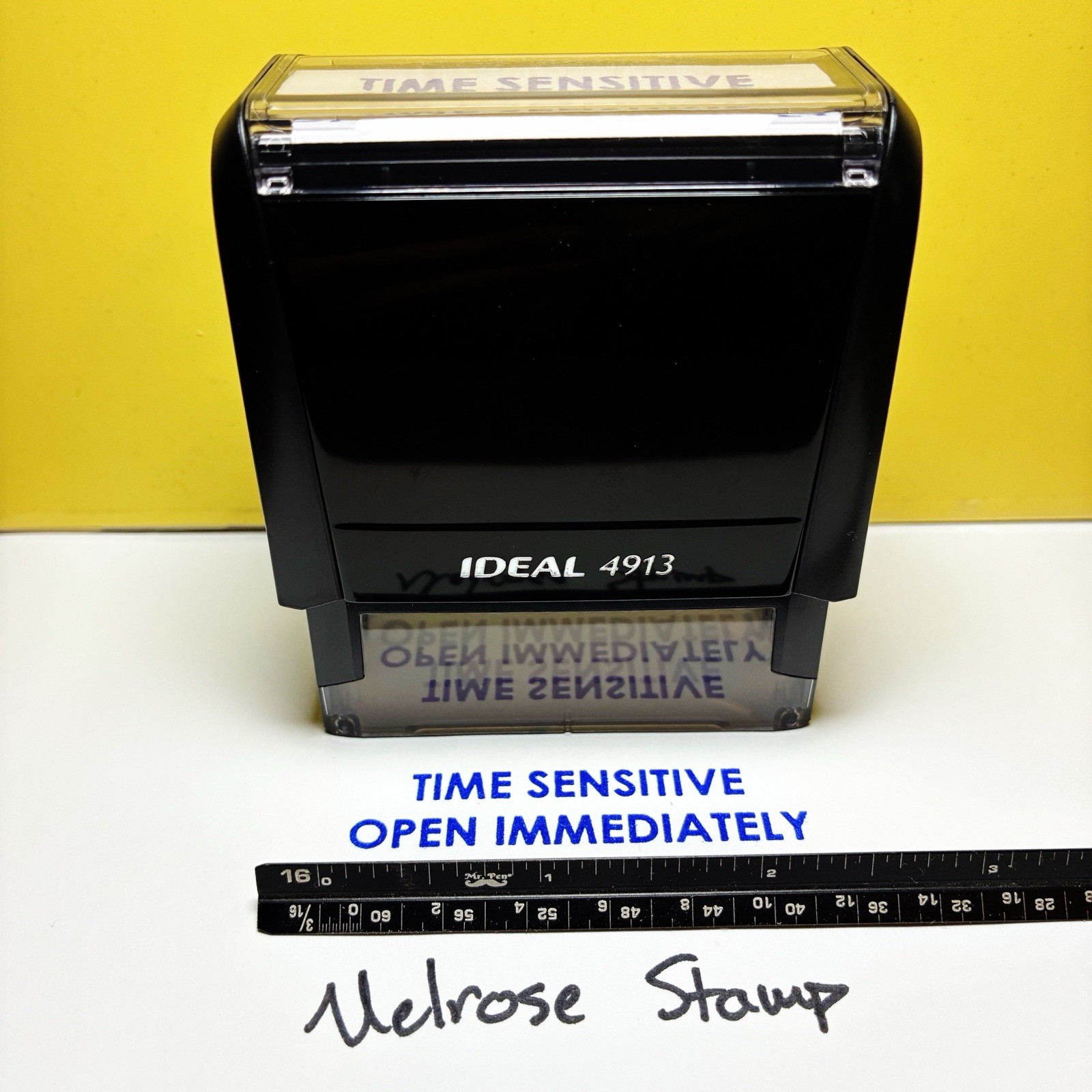 Time Sensitive Open Immediately Rubber Stamp Blue Ink Ideal 4913