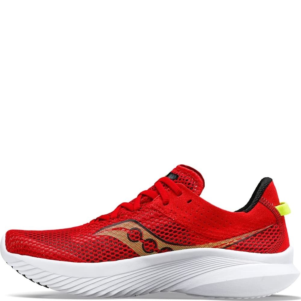 Saucony Men's Kinvara 14, White / Poppy Red / Yellow Size 11