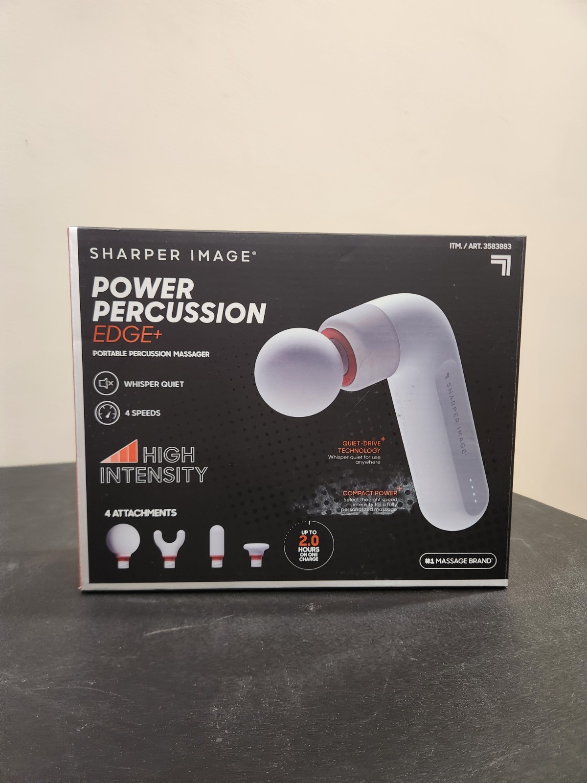 Sharper Image Power Percussion  Edge Deep Tissue Massage Gun 6 Speeds 6 Heads