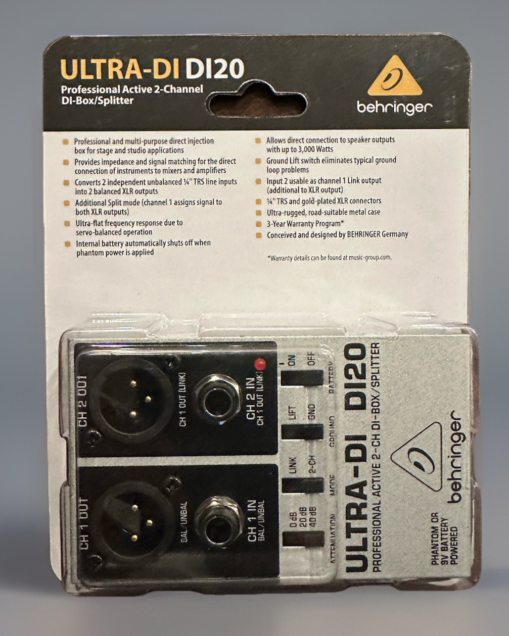 Behringer Ultra-DI DI20 Professional Active 2-Channel DI-Box Splitter