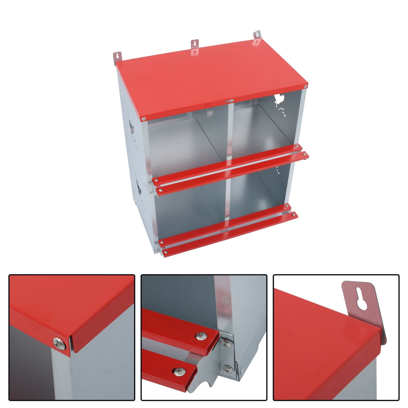 Wall Mount Large Vent Eggs Collection 4-Compartment Hole Chicken Metal Nest Box