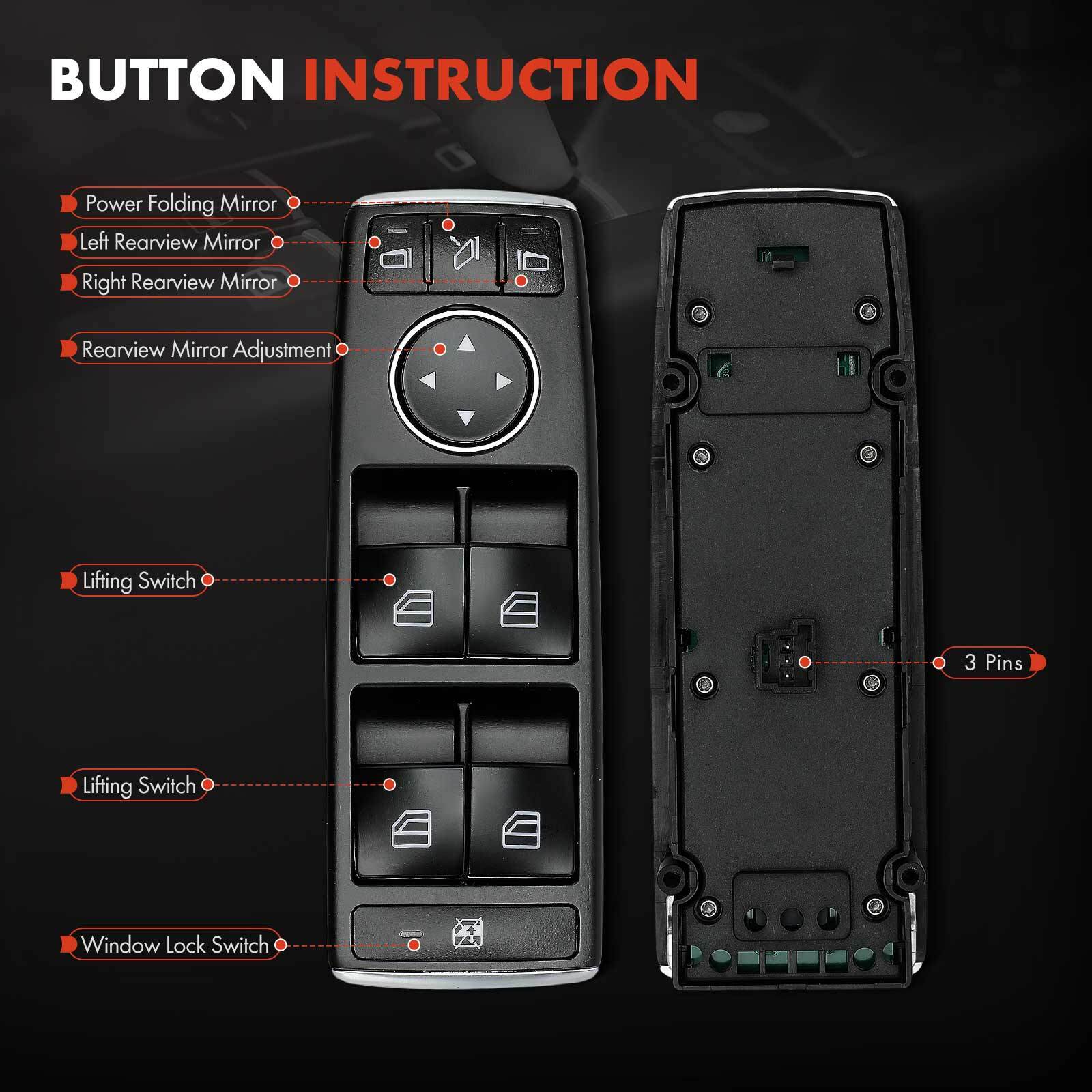 Front Driver Side Power Window Switch for Tesla Model S 2012-2020 Model X 16-20